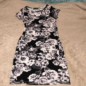 Black and white flower patterned dress